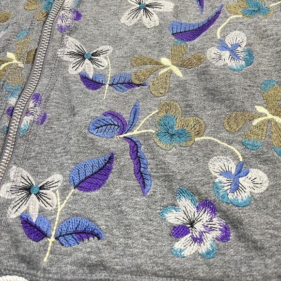 Sundance Womens Embroidered Gray Zip-Up Jacket Bomber Size S/M - Picture 2 of 9